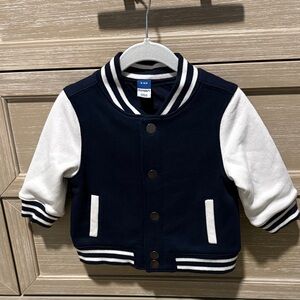 Kids Navy and White Varsity Jacket